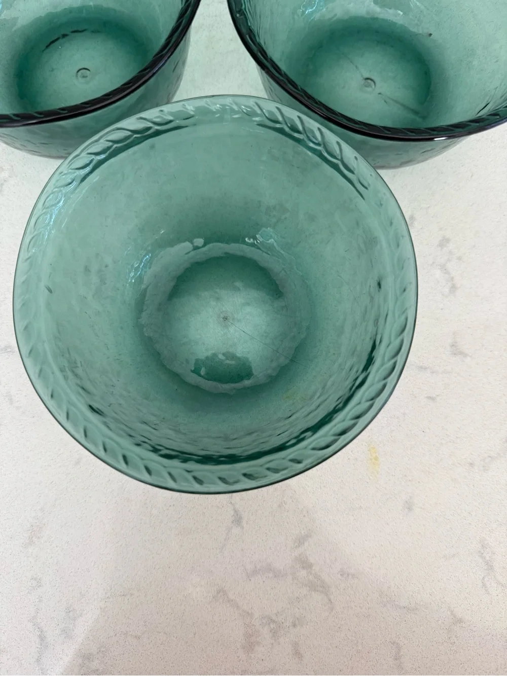 Pottery Barn Emerald Green Melamine Rope-Edge Bowls - Set of 5